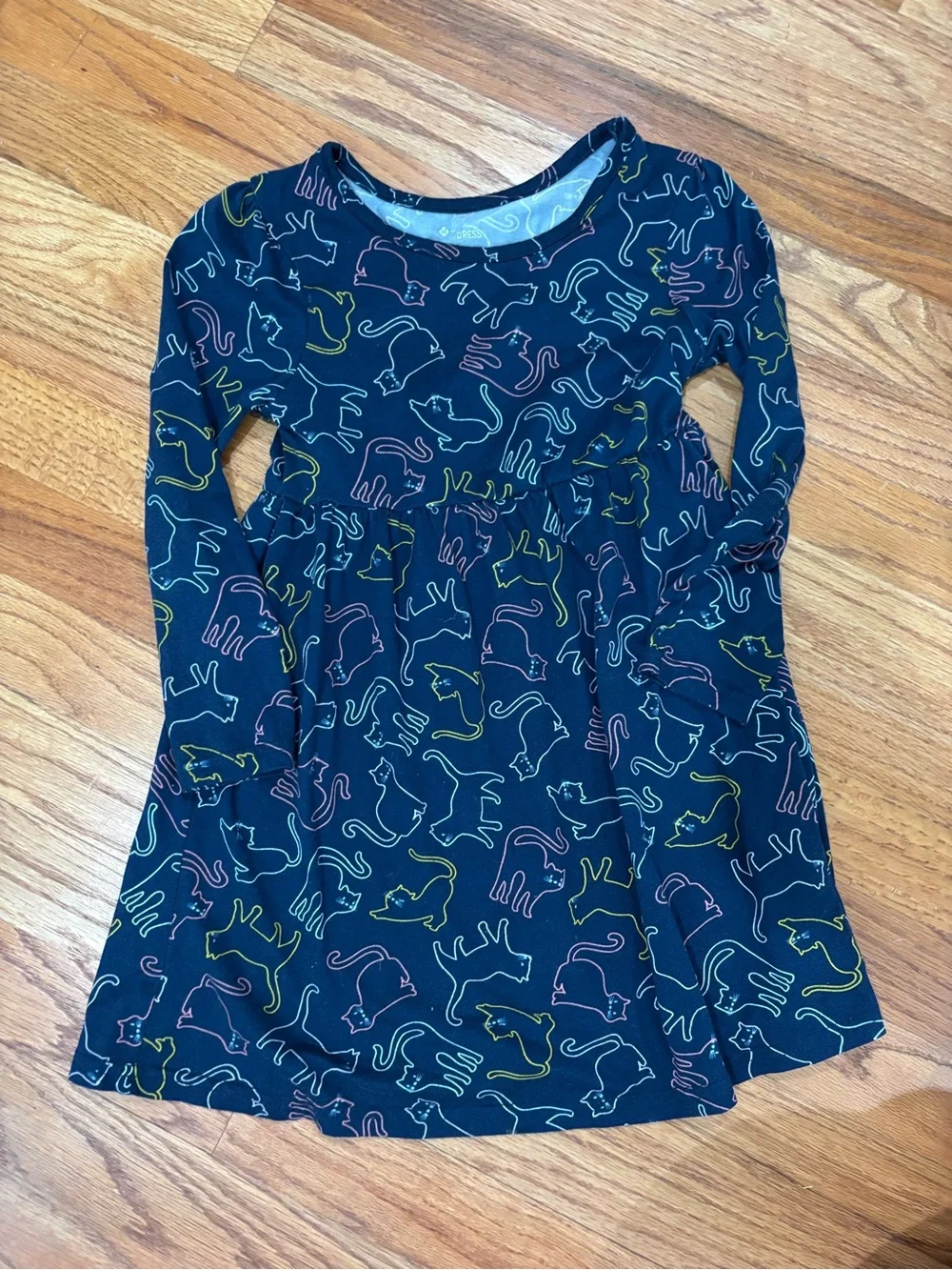Member’s Mark Girls Navy Cat Print Long Sleeve Dress 5